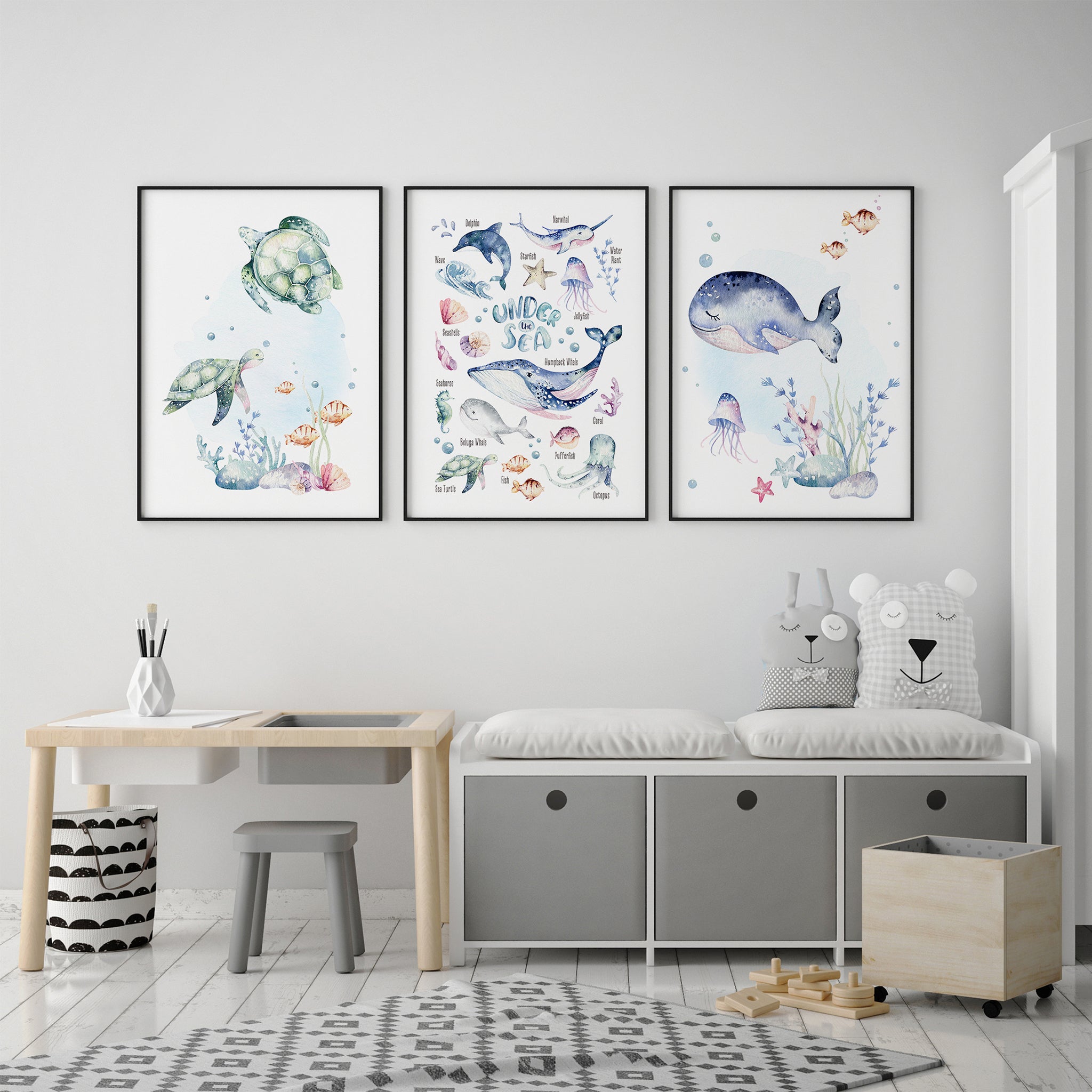 Under The Sea, Whimsical Sea Animals Wall Art