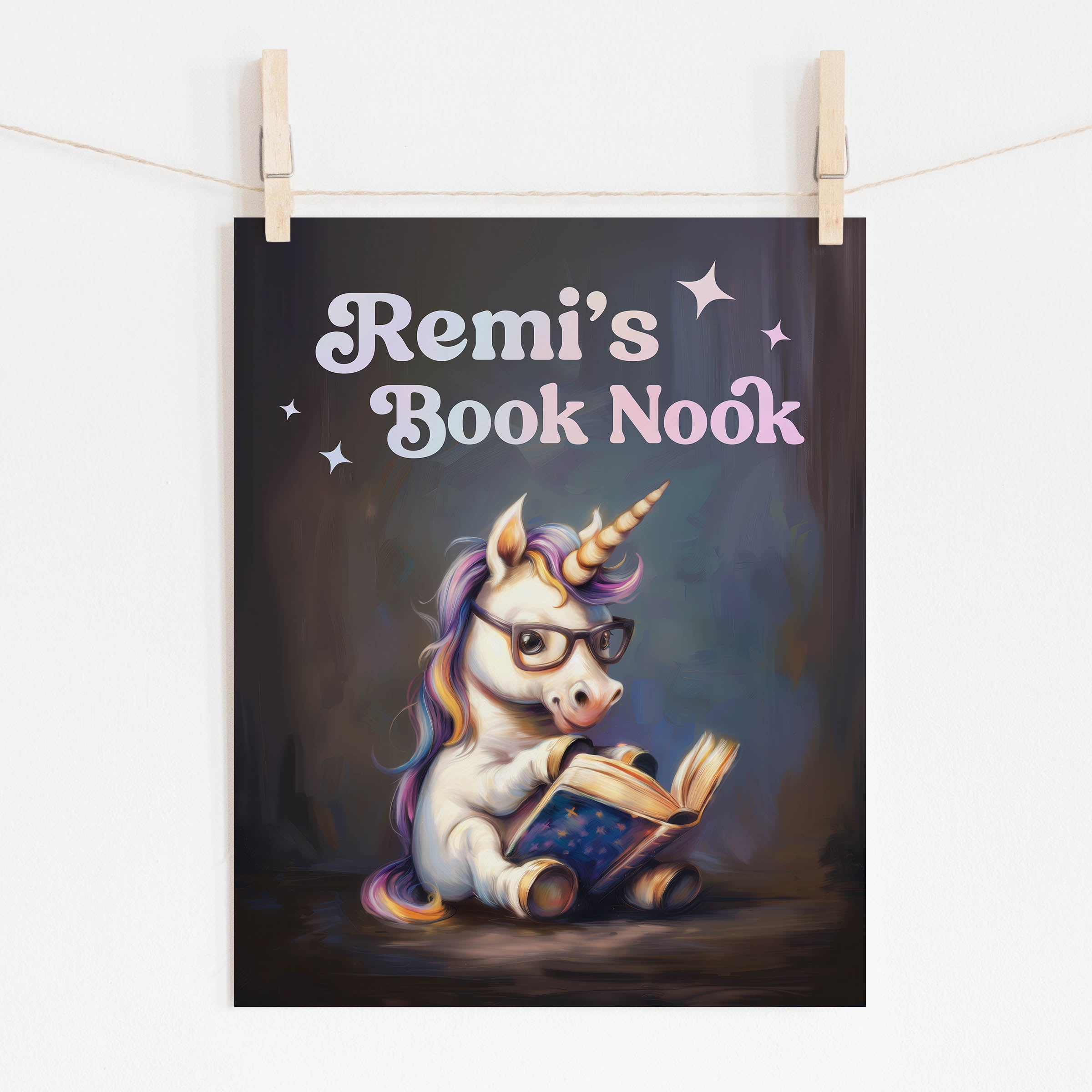 Personalizable Unicorn Wall Art for Book Corner