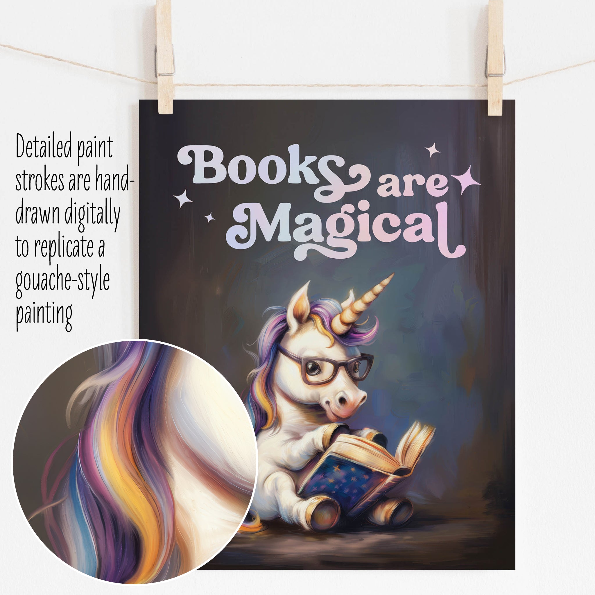 Personalizable Unicorn Wall Art for Book Corner