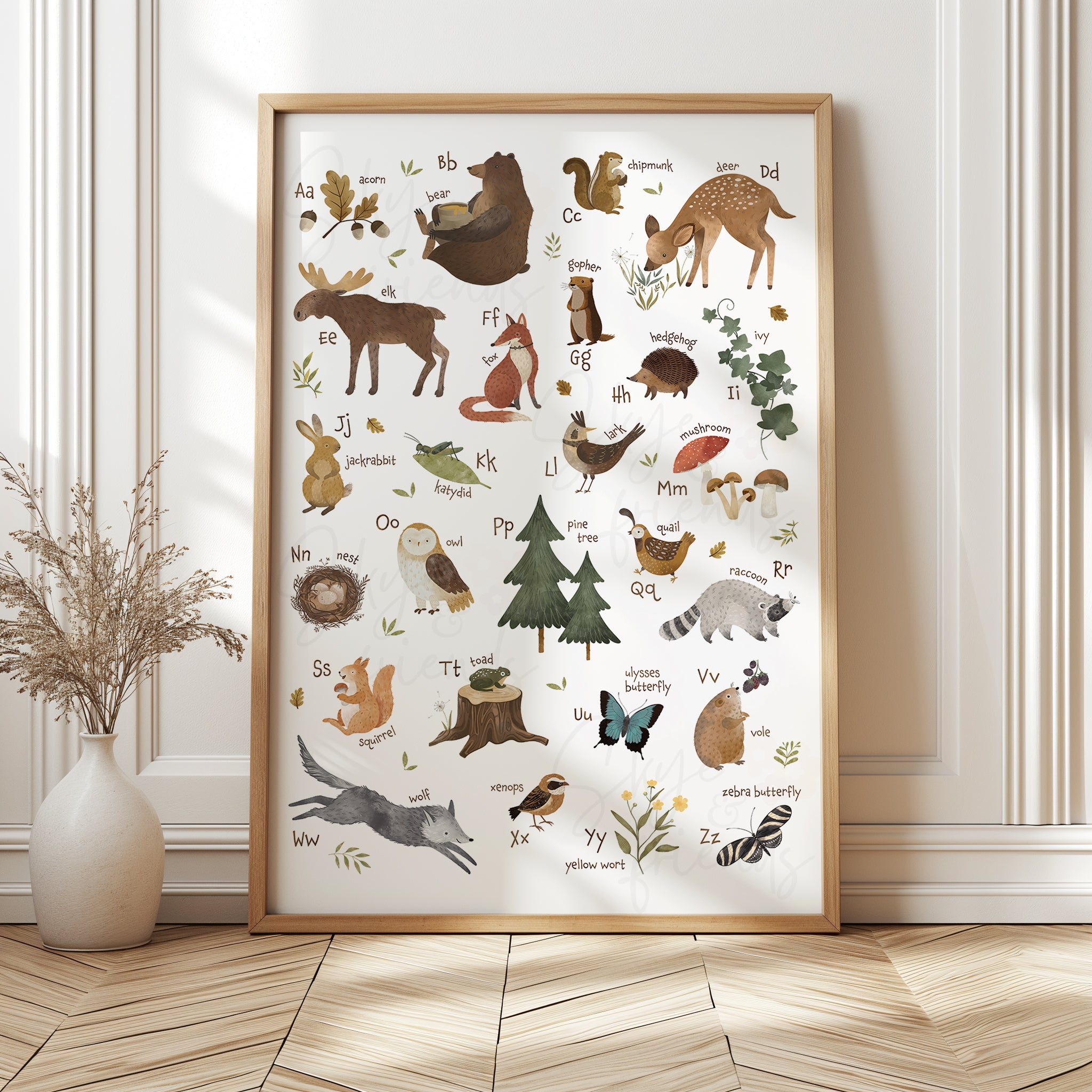 Woodland Themed Alphabet Nursery Wall Art