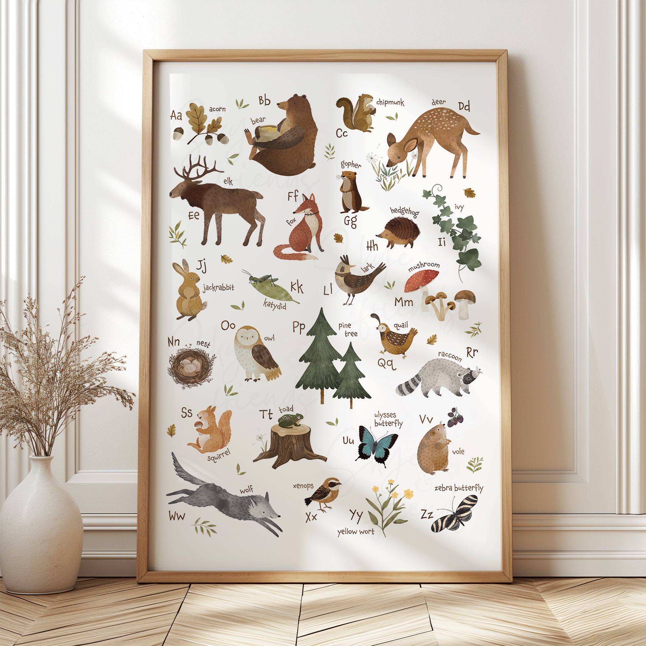Woodland Themed Nursery Alphabet Wall Art