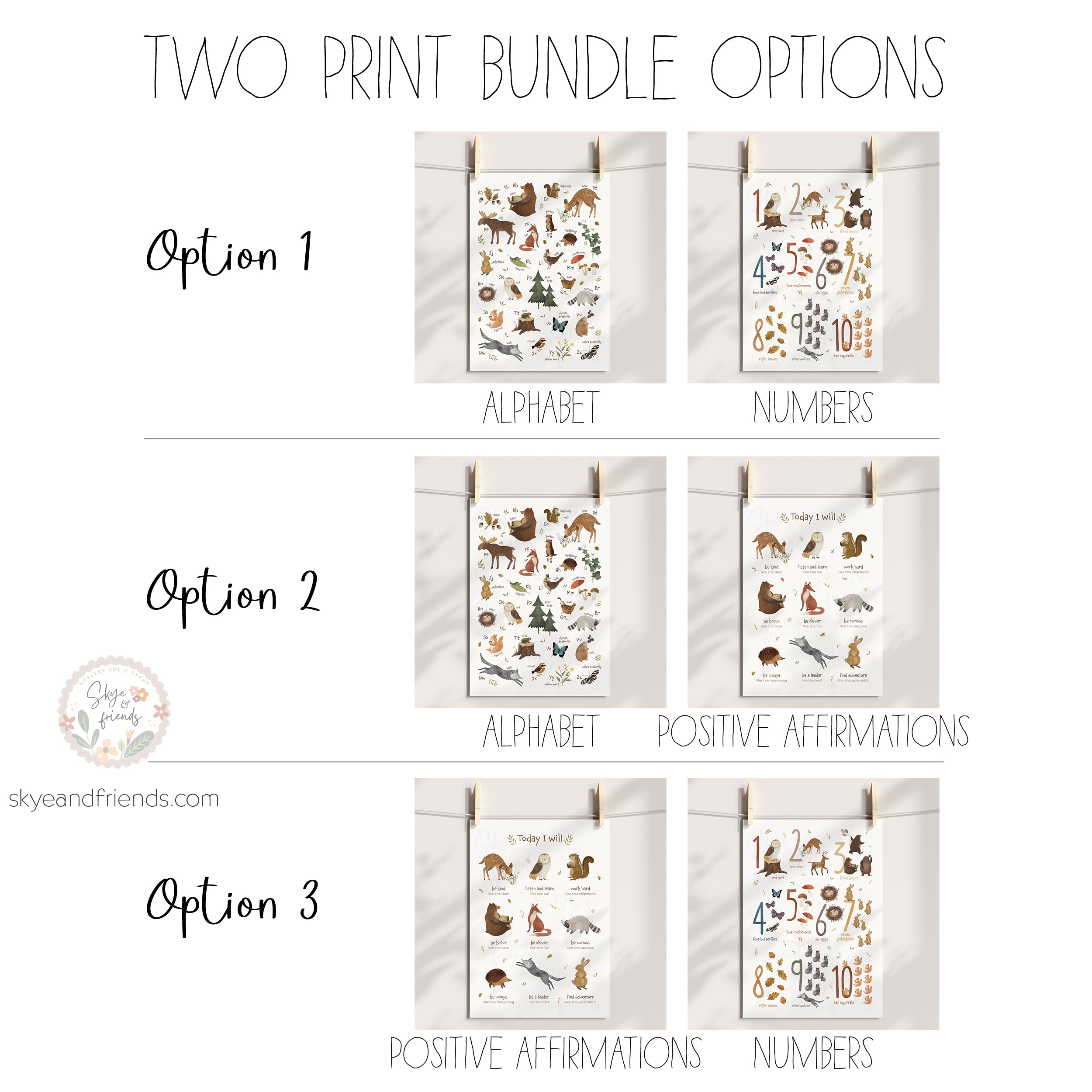 Woodland Animals Nursery Prints Bundle Set